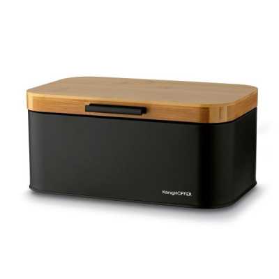 Chlebník kovový s bambusem černý Capri Obrázek pro Chlebník kovový s bambusem černý Capri