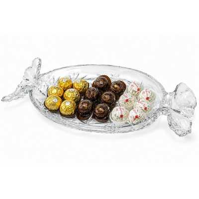 Skleněná mísa na pralinky a bonbóny 43 × 15 cm Obrázek pro Skleněná mísa na pralinky a bonbóny 43 × 15 cm
