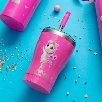 Termohrnek Nava "We Care" s brčkem z nerezové oceli - 400ml UNICORN Obrázek pro Termohrnek Nava "We Care" s brčkem z nerezové oceli - 400ml UNICORN