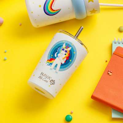 Termohrnek Nava "We Care" s brčkem z nerezové oceli - 400ml UNICORN Obrázek pro Termohrnek Nava "We Care" s brčkem z nerezové oceli - 400ml UNICORN