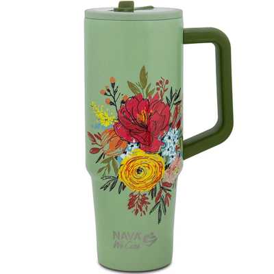 Termohrnek 900ml s brčkem FLORAL Obrázek pro Termohrnek 900ml s brčkem FLORAL
