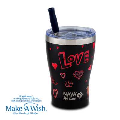 Termohrnek Nava "We Care" s brčkem z nerezové oceli - 400ml LOVE Obrázek pro Termohrnek Nava "We Care" s brčkem z nerezové oceli - 400ml LOVE